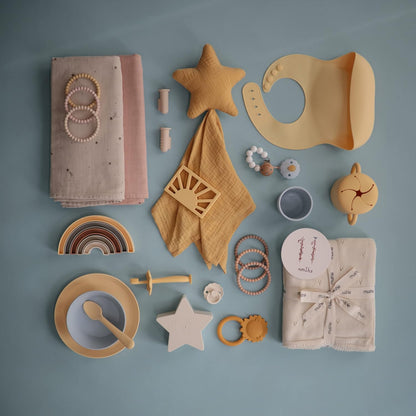 Mushie Escovas de dente de dedo Baby | Conjunto com 2 escovas de dente de silicone para bebês | Primeira escova de dente para bebês, acalma gengivas irritadas | Material: Silicone de qualidade alimentar (rosa/areia movediça)