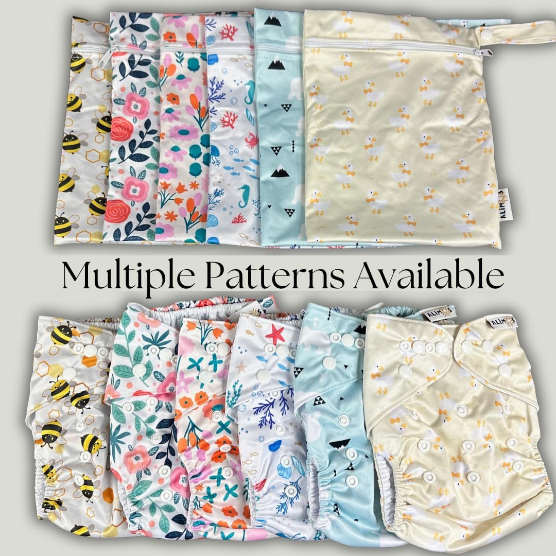 Alimos Fralda de natação bolsa impermeável lavável e reutilizável para bebê feliz