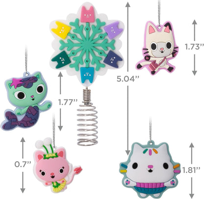 Hallmark Conjunto de 5 miniaturas de enfeites de Natal para árvore de Natal da Gabby's Dollhouse, 12,7 cm (5 polegadas), inquebráveis.