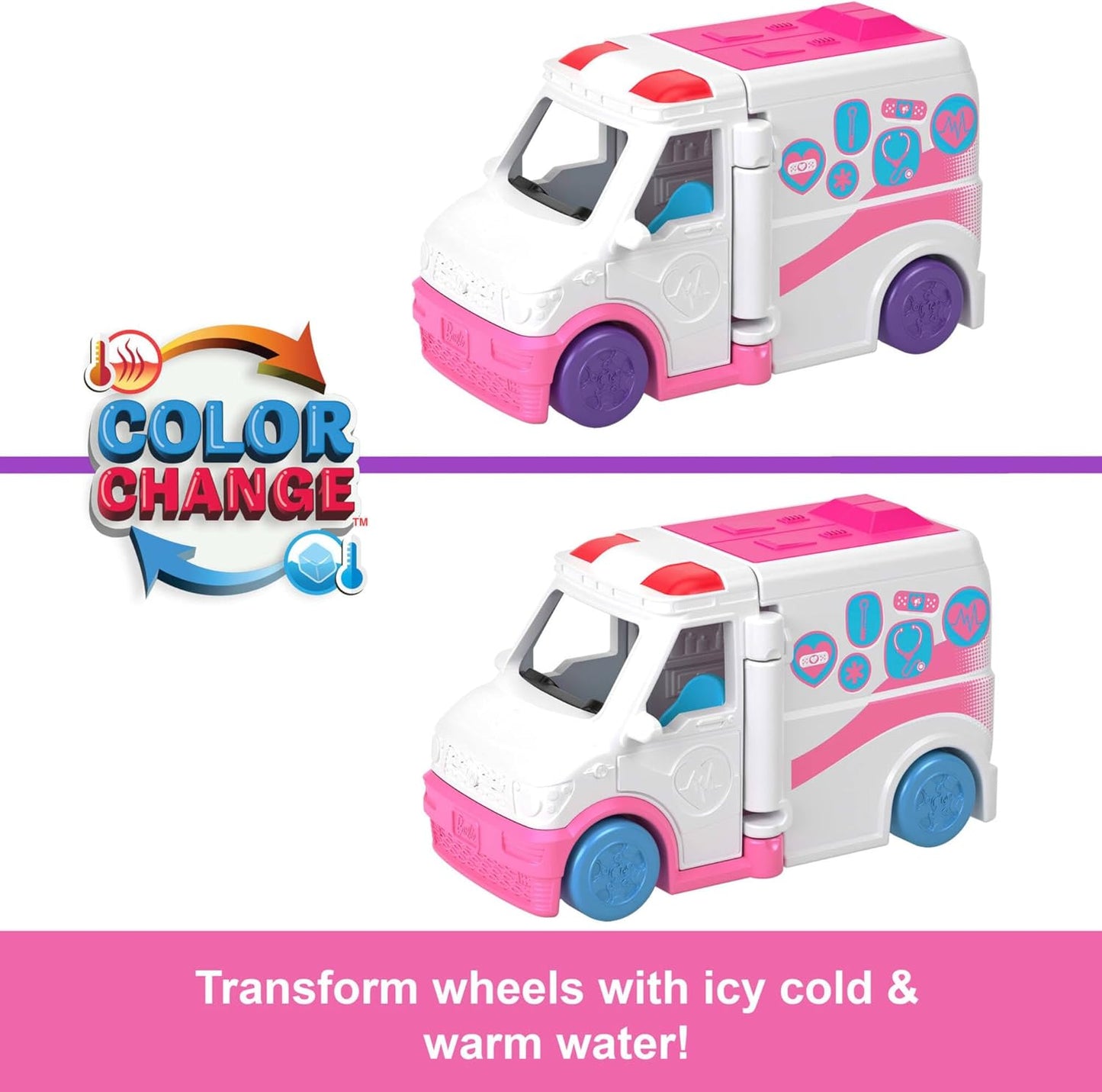 Barbie Conjunto Barbie Mini Land com 4 bonecas de 3,8 cm e 4 veículos icônicos com mudança de cor surpresa, JGL30