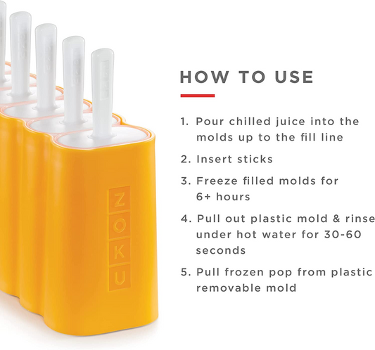 Molde para paletas Popsicle Infantil Zoku Disponible en Naranja