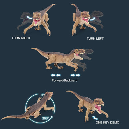 Dinossauro de Controle Remoto para Meninos - Robô Dinossauro T-Rex Andante - Presente de Aniversário para Crianças de 3 a 9 Anos - Sons Realistas e Spray
