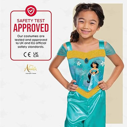 DISGUISE Fantasia infantil de princesa Jasmine padrão oficial da Disney, fantasia de Aladdin infantil, fantasia de princesa Jasmine para meninas, fantasia de princesa árabe, fantasia do Dia Mundial do Livro para meninas