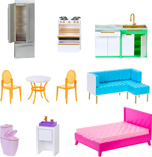 Rainbow High Casa de Bonecas Color & Play de 3 Andares - Decore todas as paredes e pisos com canetinhas laváveis. Conjunto de madeira com móveis e acessórios de brinquedo. Presente divertido para crianças a partir de 4 anos.