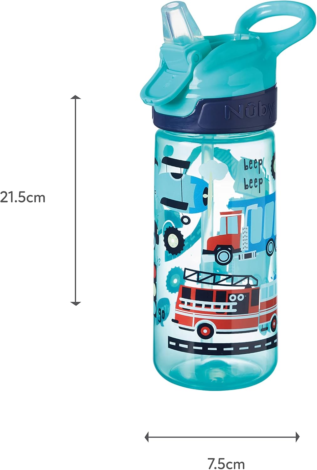 Nuby Garrafa de água Super Quench - Copo com canudinho antiderramamento para crianças pequenas | 540 ml/19 oz | Alça de transporte | Fluxo livre | Pode ser lavado na máquina de lavar louça e esterilizado | Copo adequado para crianças de 18 meses ou mais