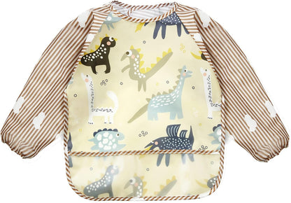 PandaEar (Pacote com 3 Babadores Impermeáveis de Manga Comprida | Babador para Alimentação, Avental de Pintura para Bebês e Crianças de 6 a 36 Meses (Lagarto)