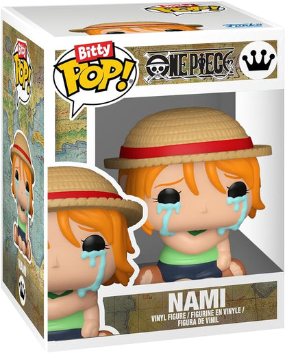 Funko Bitty Pop! One Piece - Nami - Pacote com 4 - Chances de 1/6 para uma variante rara de Chase e uma minifigura surpresa misteriosa - 2,2 cm (0,9 pol.) - Prateleira de exposição empilhável incluída - Ideia para presente