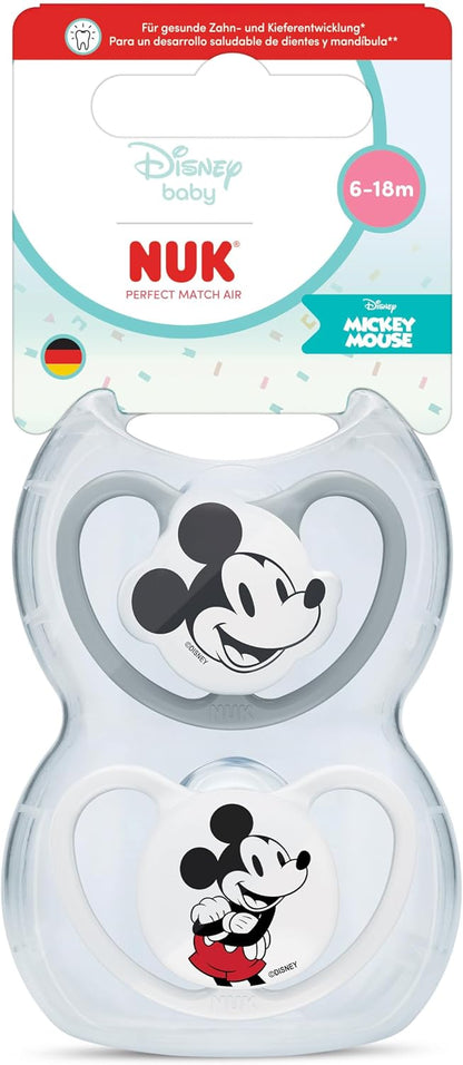 NUK Chupetas Perfect Match Air 6-18 Meses, Piel Sensible, Forma Ortodôntica