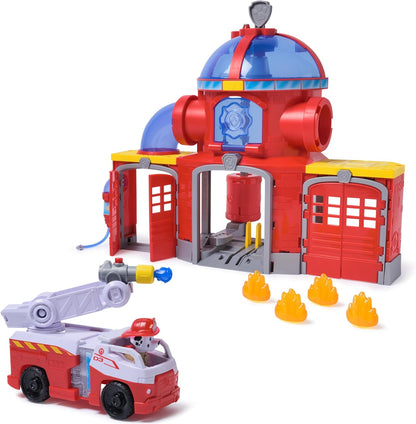 Paw Patrol Centro de Comando de Resgate de Incêndio com Figura do Bombeiro, Caminhão de Bombeiros de Resgate, Luzes, Lançador e Efeitos Sonoros, Brinquedo Infantil para Meninos e Meninas a partir de 3 Anos
