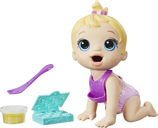Boneca Baby Alive Lil Snacks, come e faz cocô, boneca de 8 polegadas com tema de lanche, molde de caixa de lanche, brinquedo para crianças de 3 anos ou mais, cabelo loiro, multicolorido, médio