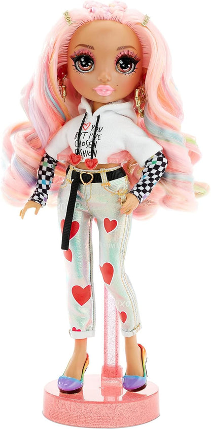 Bonecas colecionáveis Rainbow High - Roupas de grife, acessórios e suporte - 2 conjuntos completos - para crianças a partir de 5 anos - Kia Hart, Rose