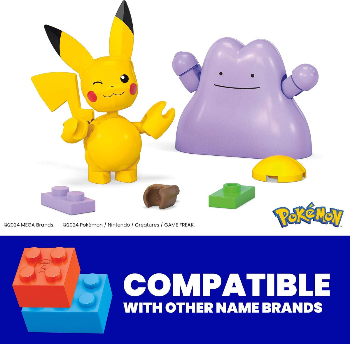 MEGA Conjunto de Brinquedos de Montar Pokémon (Figura de Ação), Pacote com 2 Pokébolas (Pikachu e Ditto) com 42 Peças, para Crianças, JCT43
