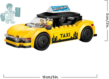 LEGO City Táxi Amarelo de Brinquedo - Kit de Modelo de Carro Elétrico com 2 Minifiguras e Teto Removível - Conjunto para Desenvolvimento da Coordenação Motora Fina - Pequena Ideia de Presente de Aniversário para Meninos a partir de 5 Anos - 60487