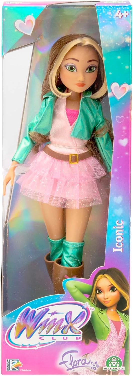 Winx Boneca Icônica – Flora com Roupa Característica e Articulações – Boneca Fashion Clássica de 27cm com Cabelo Longo e Esvoaçante – Brinquedo Oficial do Clube Winx para Meninas – Brincadeira Mágica de Aventura – Idade 4+