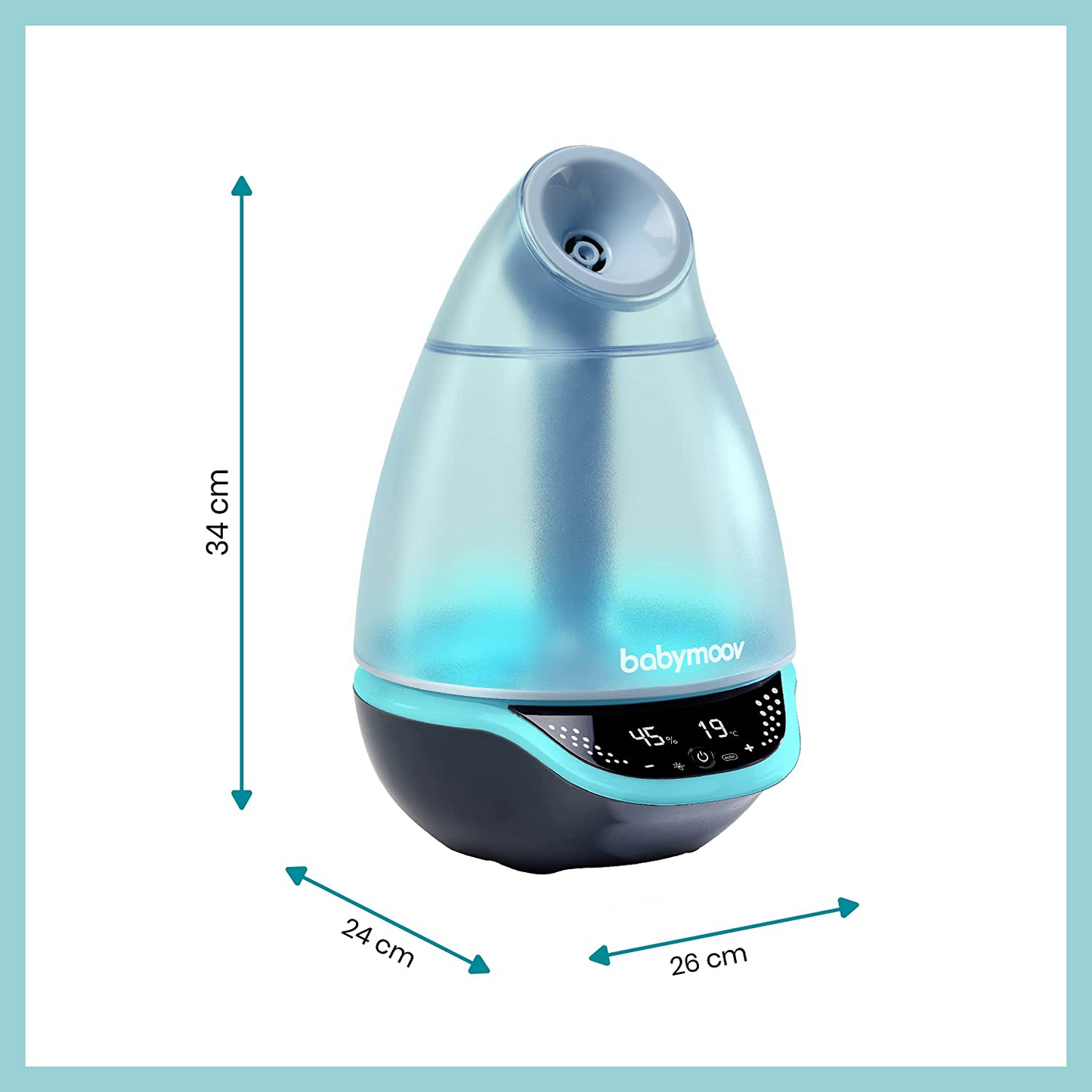 Babymoov Umidificador Hygro Plus para bebês, umidificador ultrassônico Cool Mist para bebês com luz noturna e controle automático de umidade