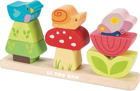 Le Toy Van - Petilou Mi jardín apilable Juguete educativo de madera | Juguete sensorial Montessori de aprendizaje temprano para bebés, adecuado para más de 12 meses