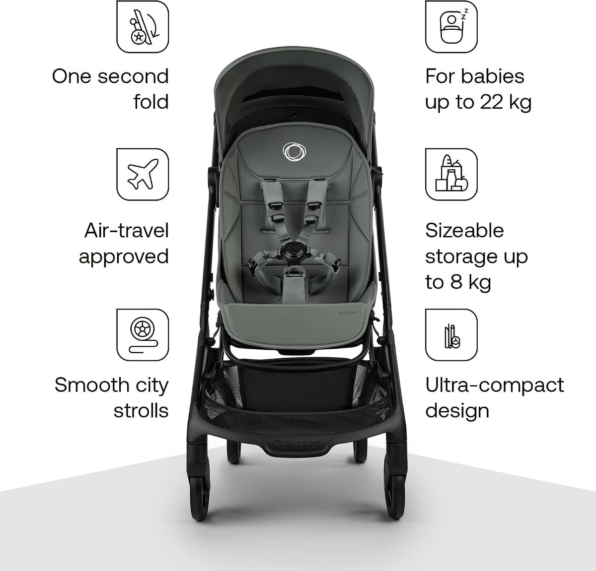 Bugaboo Carrinho de Bebê Leve para Viagem Butterfly 2 – Tamanho de Bagagem de Mão e Dobragem com uma Mão