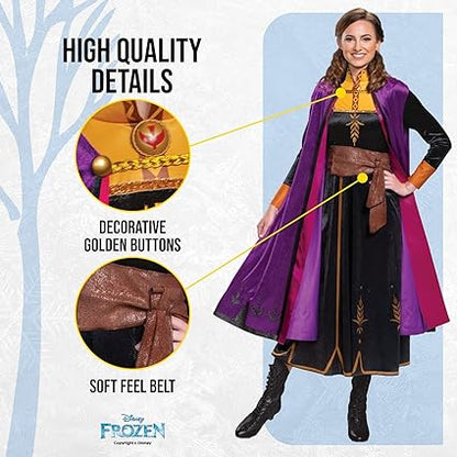 DISGUISE Fantasia oficial premium clássica da Disney Frozen 2 Anna viajando, vestido de princesa para adultos tamanho M