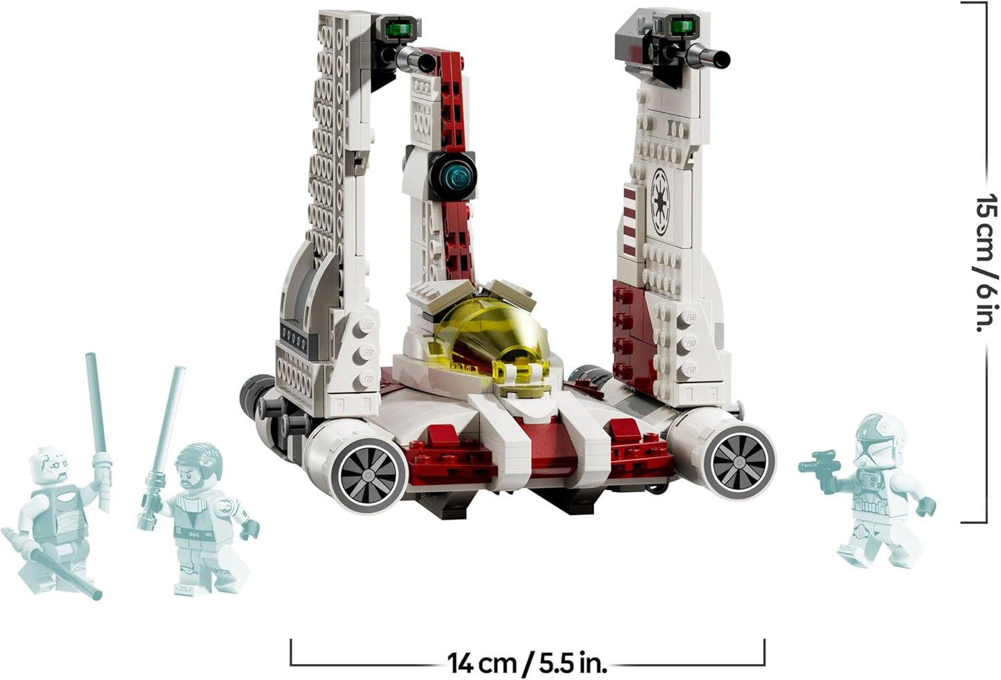 LEGO Star Wars 75432 V-19 Torrent Starfighter - Brinquedo de Construção - 3 Minifiguras, incluindo Obi-Wan Kenobi e Asajj Ventress com Sabres de Luz - Presente para Meninos a partir de 9 Anos e Fãs de The Clone Wars