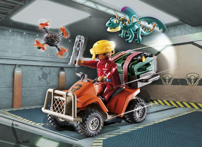 Playmobil 71085 Como Treinar o Seu Dragão: Conjunto de Segurança Base ICarus dos Nove Reinos, quad com motor retrátil e personagens de TV, Divertido Jogo de RPG Imaginativo, Conjunto Adequado para Crianças a partir de 4 Anos