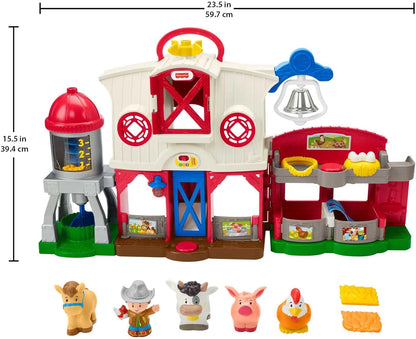 Fisher-Price Little People Fazenda Cuidando dos Animais - Edição Italiana, Espanhola e Inglesa, conjunto de brinquedos interativo com aprendizado Smart Stages para bebês e crianças de 1 a 5 anos. HPF43