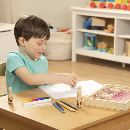 ¡Las pistas de Melissa y Doug Blue y tú! Sellos con mango de madera y bloc de actividades.