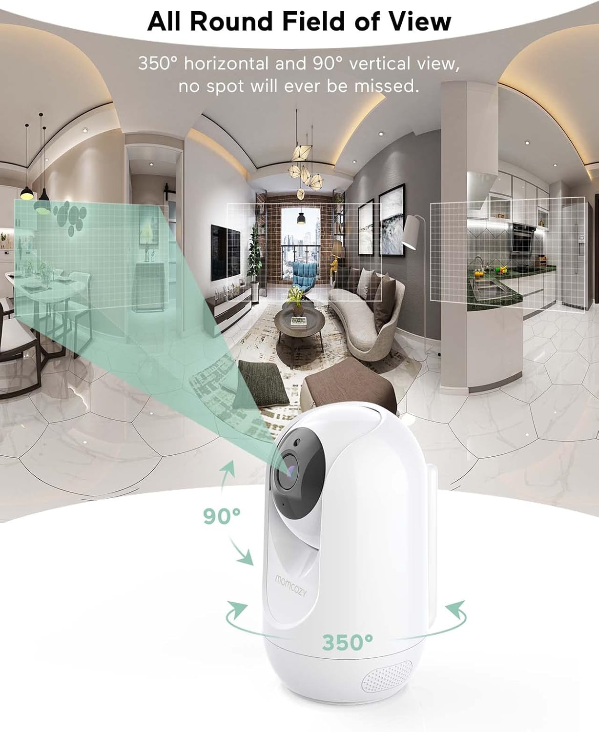 Monitor de bebê com vídeo Momcozy, monitor de bebê HD 1080P de 5" com câmera e suporte de parede, visão noturna infravermelha, bateria de 5000 mAh, áudio bidirecional, sensor de temperatura, canções de ninar, alcance de 300 metros, BM01