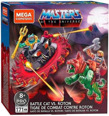 Mega Construx Masters of the Universe: Battle Cat vs. Roton – Battle Cat autêntico e totalmente articulado para montar, com sela para a figura.