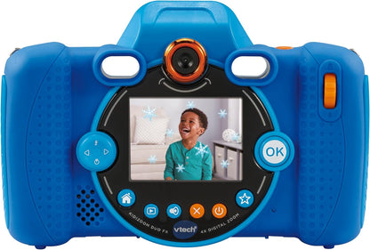 VTech KidiZoom Duo FX, câmera infantil com tela colorida, 8 MP, fotos, selfies e vídeos, filtros AR, 20 jogos, 75 efeitos de foto e vídeo, filtros e molduras, para bebês de 3, 4, 5, 6, 7 anos ou mais, azul