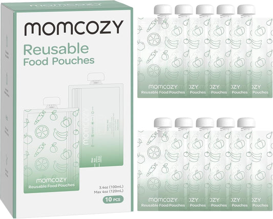Momcozy Bolsas reutilizáveis de comida para bebês para crianças, plástico sem BPA, seguras para alimentos, seguras para freezer, recarregáveis para compota de maçã, iogurte e bolsa para apertar purê
