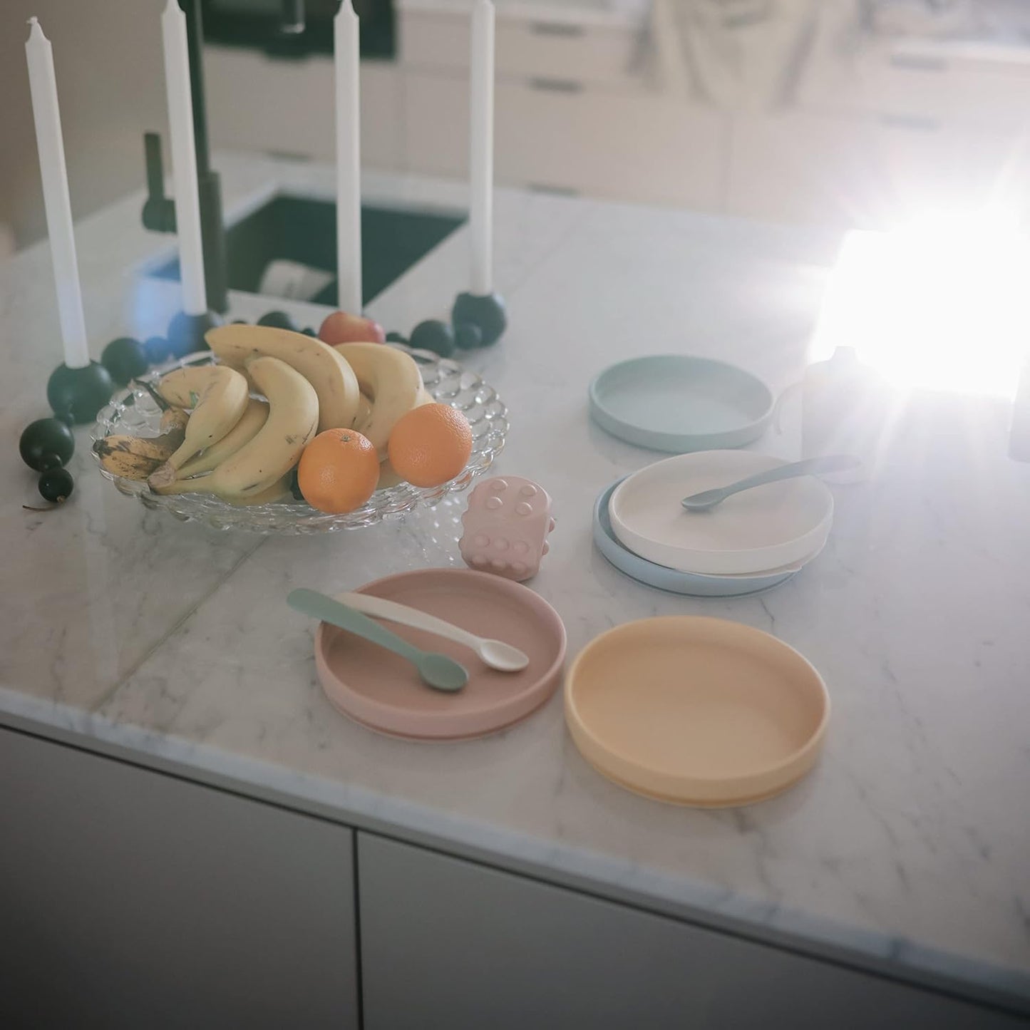 Mushie Colheres de alimentação Baby | Colheres de silicone sem BPA, pacote com 2 | Utensílios duráveis para bebês e crianças, próprios para lava-louças | Azul Cambridge