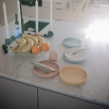 Mushie Colheres de alimentação Baby | Colheres de silicone sem BPA, pacote com 2 | Utensílios duráveis para bebês e crianças, próprios para lava-louças | Azul Cambridge