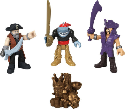 Fisher-Price Conjunto de brinquedo Imaginext Billy Bones Pirata com 3 figuras de ação, barco de brinquedo com mãos de esqueleto e lançador, 7 acessórios, JLC51