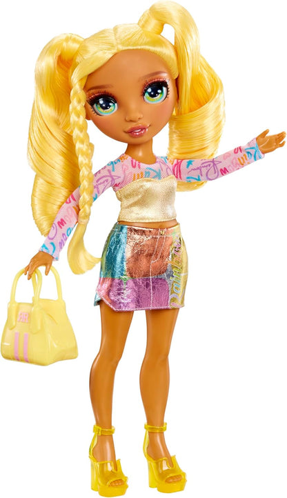 Boneca Rainbow High My Fashion Style - Sunny - Boneca Fashion Amarela de 28cm com Roupa Estilosa e Bolsa Elegante, Brincalhona, Articulada, Colecionável, Para Crianças de 4 a 12 Anos ou Mais