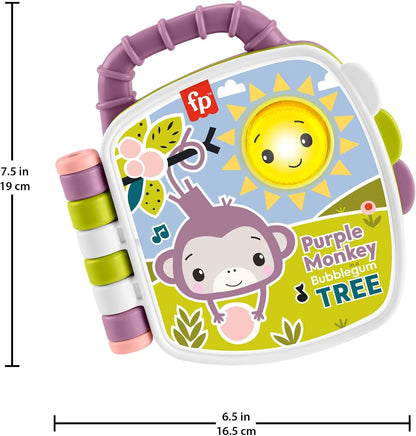 Brinquedo Fisher-Price Macaco Roxo Livro de Histórias Musical com Luzes e Sons para Bebês e Crianças a partir de 6 Meses, JFC75