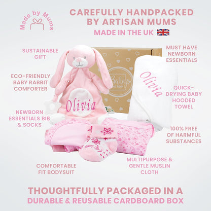 Baby Box Shop - Toalha com capuz personalizada para bebê e cobertor de urso personalizado para bebê, itens essenciais para recém-nascidos, Baby Box Shop - 6 itens essenciais para recém-nascidos unissex