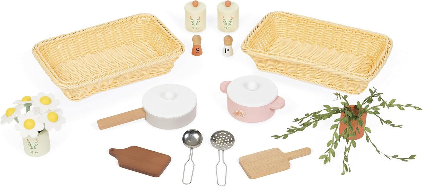 Janod - Cozinha infantil grande de madeira equipada com 2 fornos, Janod - Cozinha infantil de madeira equipada com forno, anod - Kitchenette infantil de madeira - Cozinha de brincar compacta para crianças - Equipada com forno