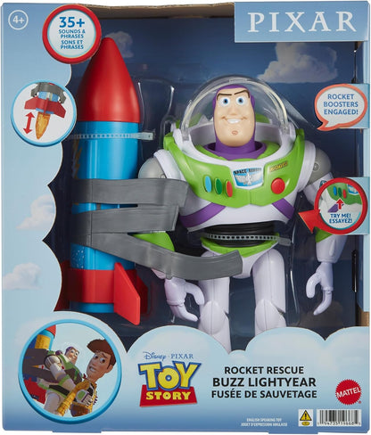Mattel Disney e Pixar Toy Story Buzz Lightyear Resgate do Foguete | Boneco de Ação Falante com mais de 20 Sons e Frases, Viseira do Capacete Móvel, Escala de 12 Polegadas (aprox. 30 cm), HTR73