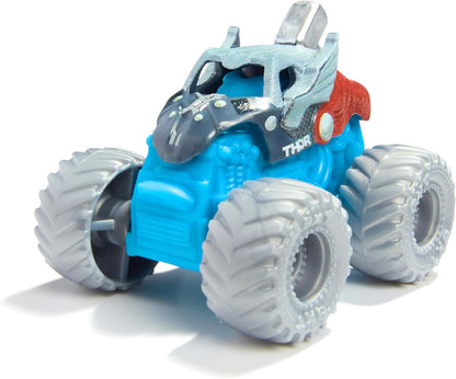 Monster Jam, Marvel Mini Pacote Oficial com 5 Miniaturas e Caminhão Monstro Colecionável Misterioso, Escala 1:87, Brinquedos Surpresa para Crianças a partir de 3 Anos