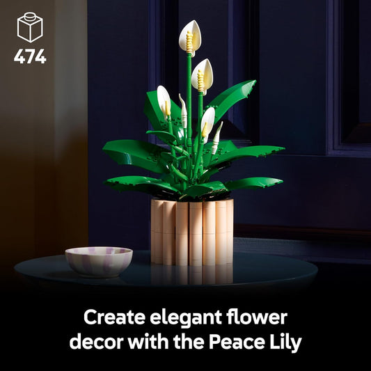LEGO Botanicals Lírio da Paz - Conjunto de Planta Artificial em Vaso para Adultos - Presente DIY para o Dia das Mães, incluindo Flores e Botões Artificiais Brancos para Decoração de Sala de Estar ou Quarto - 11504