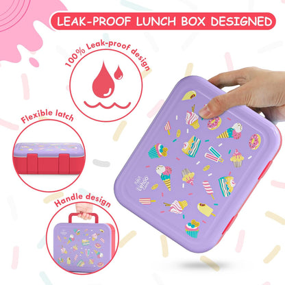 Lehoo Castle Lancheira infantil Bento, lancheira com 5 compartimentos, recipientes de almoço de 1,25L com pote de molho, colher e garfo para meninos e meninas, escola, à prova de vazamentos, sem BPA (dinossauro)