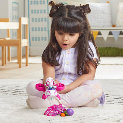 Conjunto Marvel Ghost-Spider Helicóptero, Figura de Ação em Escala de 10 cm com Veículo e Acessório, Brinquedo de Super-Herói para Pré-Escolares