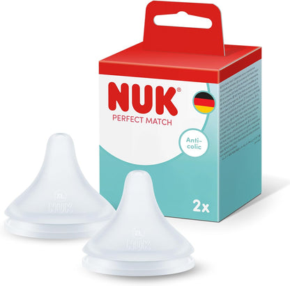 NUK Bicos de Mamadeira Perfect Match | 6+ meses | Bicos Anticólicas | Silicone | XL | 2 unidades