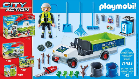 Playmobil  71433 Limpeza de ruas da vida urbana com veículo eletrônico, brinquedo educacional para limpador de cidade, encenação imaginativa, conjuntos de jogos adequados para crianças de 4 anos ou mais