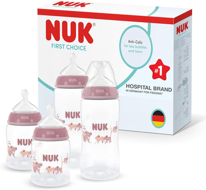 NUK Kit de Mamadeiras First Choice para Recém-Nascidos | 0-3+ meses | 150 ml e 300 ml | Mamadeira Anticólica | Polipropileno (PP) | Indicador de Controle de Temperatura | Coala | Conjunto com 4 unidades