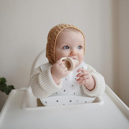 Mushie Babador de Silicone Baby | Babadores Impermeáveis com Ajuste Perfeito | Babadores Fáceis de Limpar para Alimentação do Bebê | 4 Tamanhos Ajustáveis com Bolsos Frontais Fundos | 100% Livre de BPA e Ftalatos
