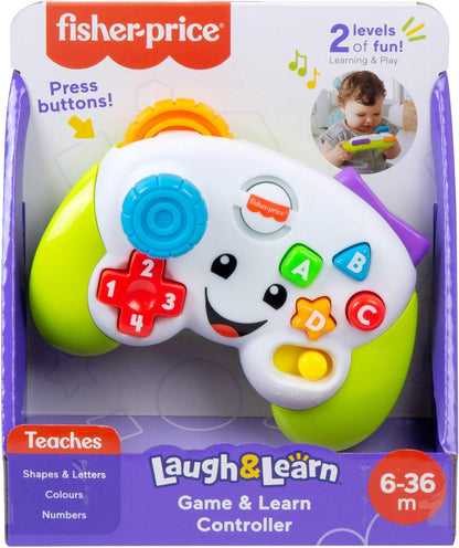 Controle de Jogo Fisher-Price Baby & Toddler Laugh & Learn, Verde, Atividade Musical de Aprendizagem para Bebês a partir de 6 Meses, Versão em Inglês do Reino Unido, JFF51