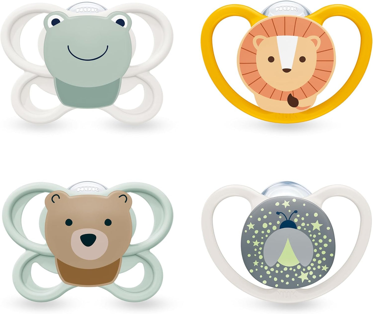 NUK Chupetas Perfect Match Air | 0-6 Meses | Chupetas ortodônticas que favorecem a circulação de ar e previnem irritações causadas pela saliva | 95% de aceitação pelos bebês** | Modelos variados | Embalagem com 4 unidades