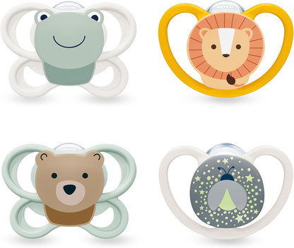 NUK Chupetas Perfect Match Air | 0-6 Meses | Chupetas ortodônticas que favorecem a circulação de ar e previnem irritações causadas pela saliva | 95% de aceitação pelos bebês** | Modelos variados | Embalagem com 4 unidades