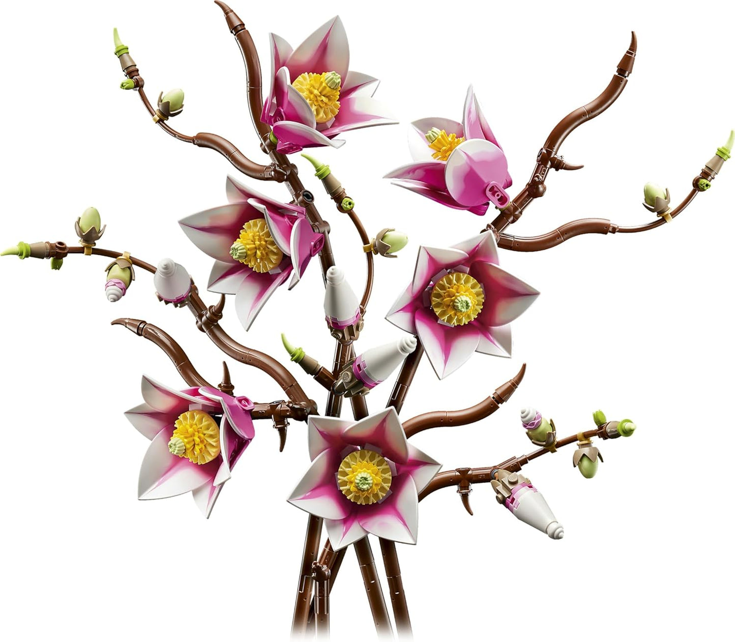 LEGO Botanicals Galhos de Magnólia - Conjunto de Flores Artificiais para Adultos - 5 Magnólias Artificiais para Decoração de Sala de Estar ou Quarto - Ideia de Presente DIY para Mulheres - 11510